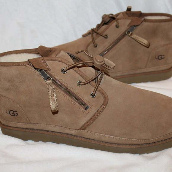 NEW MEN'S UGG NEUMEL ZIP SUEDE SHEARLING LINED CHUKKA BOOTS CHESTNUT - Picture 7 of 7